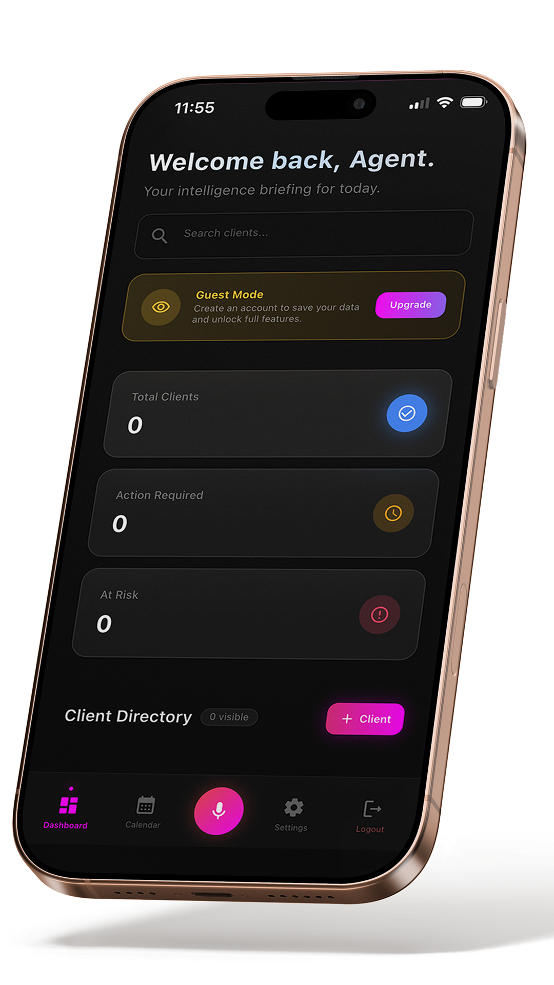 ClientVault AI app phone preview